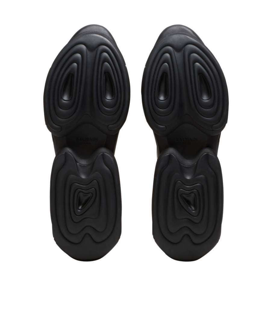 Shop Balmain B-bold Trainers In Rubberised Leather And Neoprene In Black