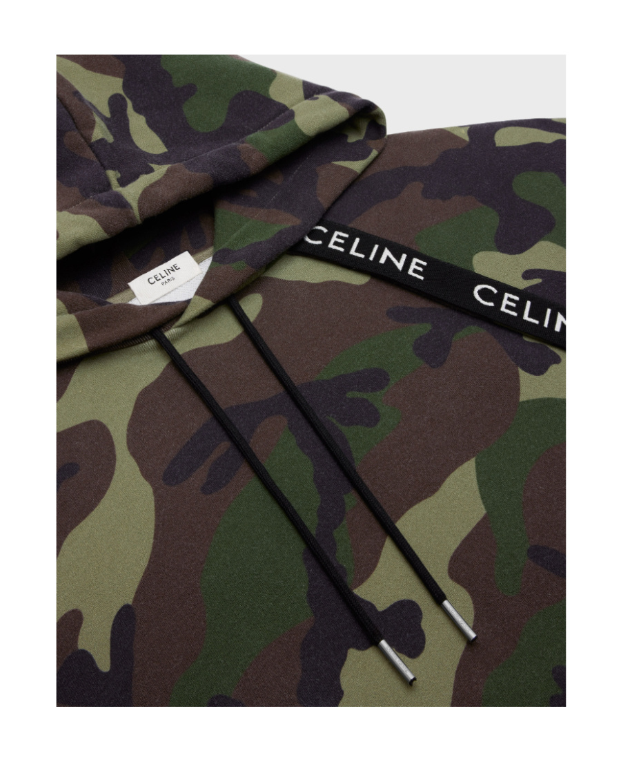 Celine Camouflage Flocking Hoodie In Black