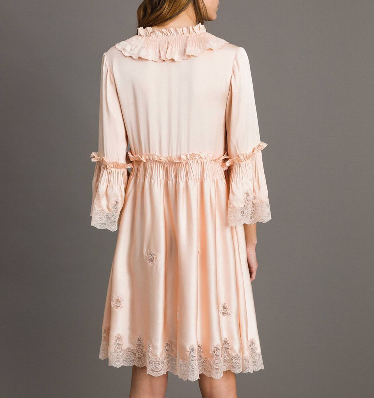 Twinset A Dress With Lace Details In Nude