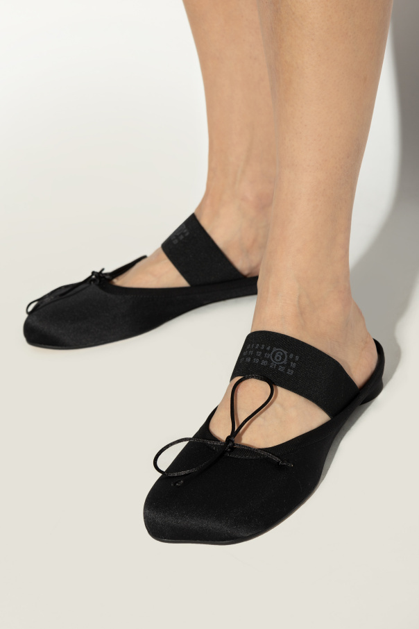 Mm6 Maison Margiela Mm6 By Maison Margiela Black Ballerina Shoes Logo In Black