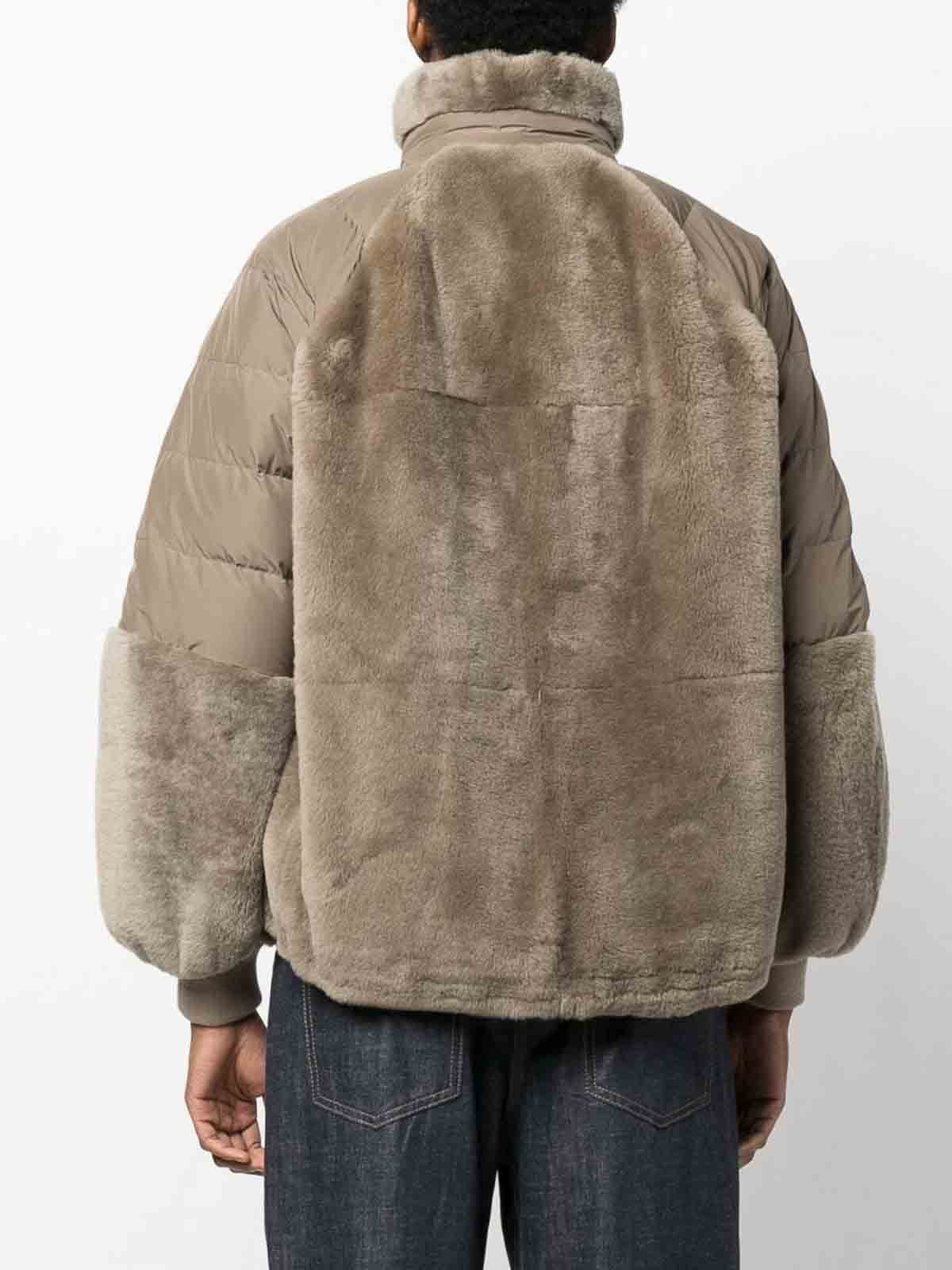 Brunello Cucinelli Zippered Down Jacket In Brown