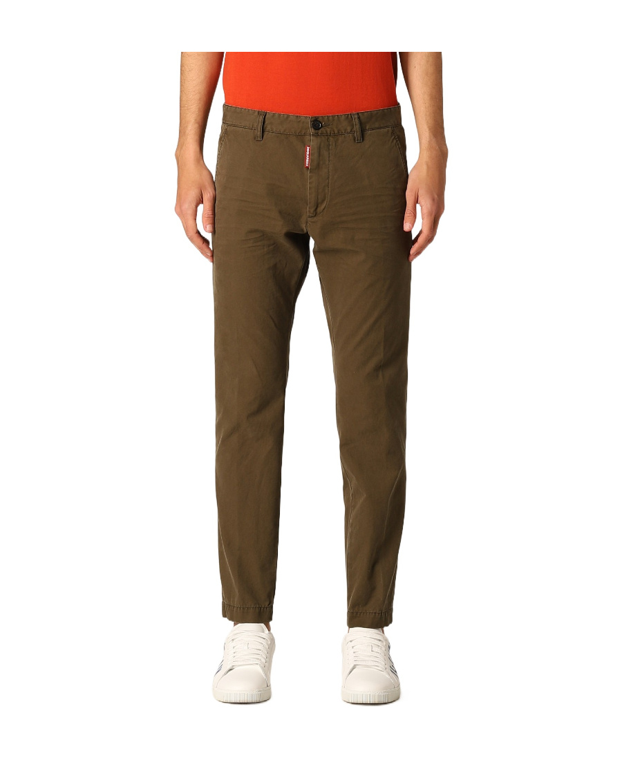 Shop Dsquared2 Four-pocket Cotton Chinos In Green