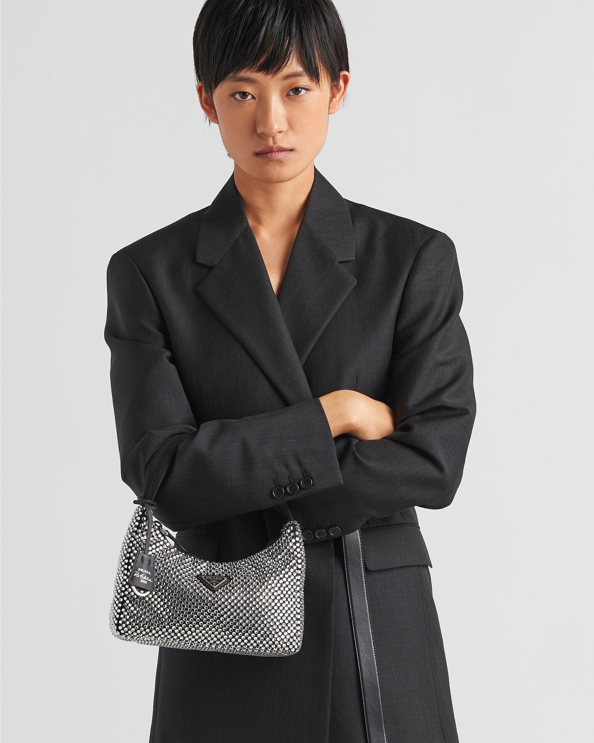 Prada Satin Mini-bag With Crystals In White