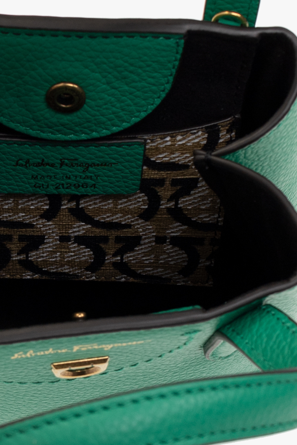 Ferragamo Logo Gancini Mini Shoulder Bag In Green
