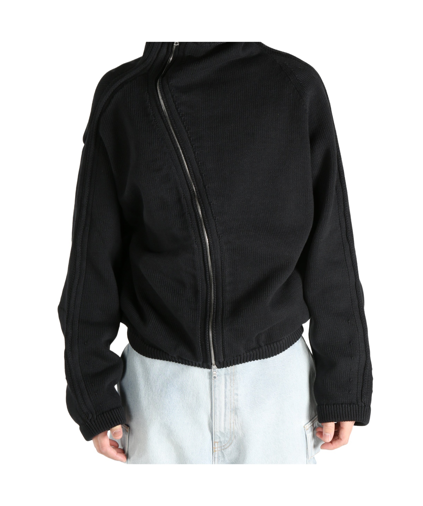 Dries Van Noten Metro Asymmetric Zip Cardigan In Black