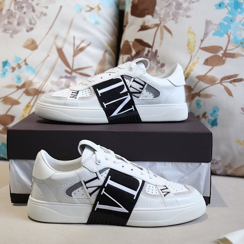 Valentino Vl7n Leather And Fabric Low-top Sneakers In White