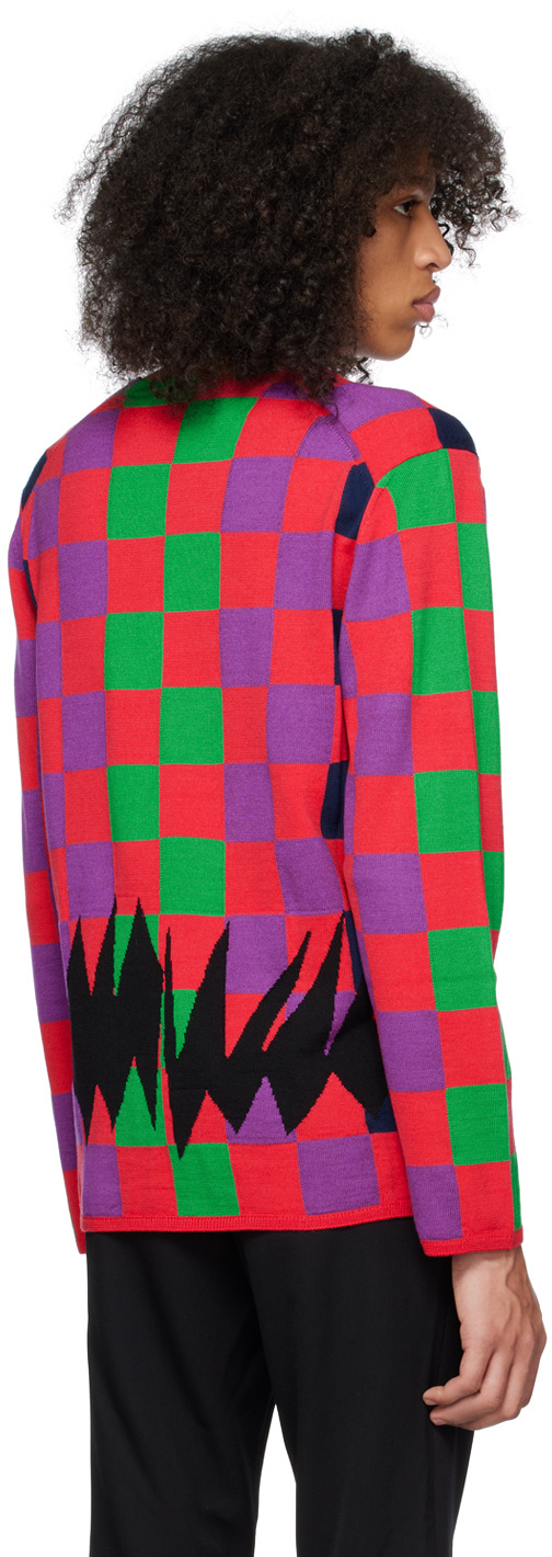 Comme Des Garçons Square-print Fine-knit Jumper In Multicolor