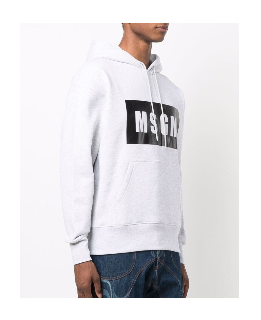 Msgm Logo-print Cotton Hoodie In White
