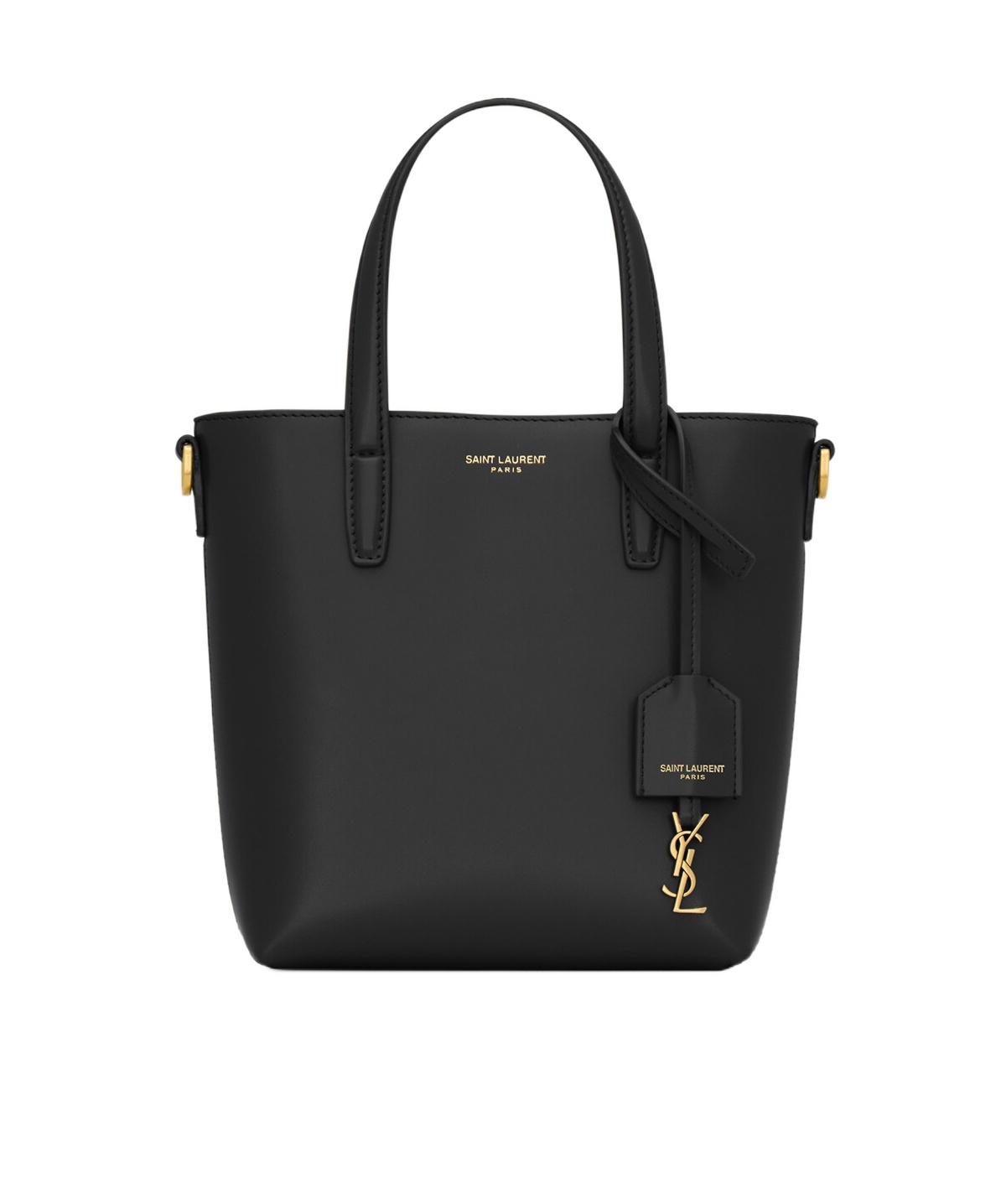 Saint Laurent Shopping Mini Leather Tote Bag In Black