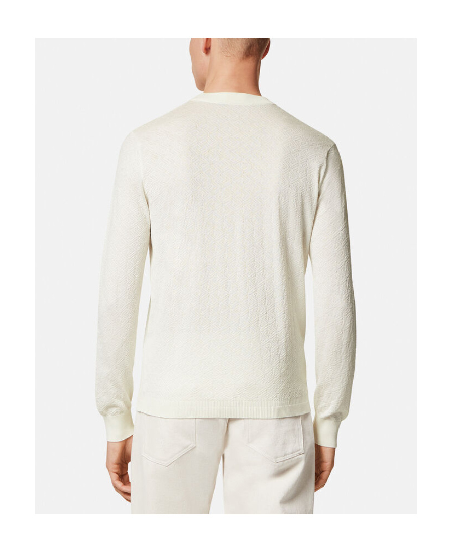Versace La Greca Cotton-silk Jumper In White