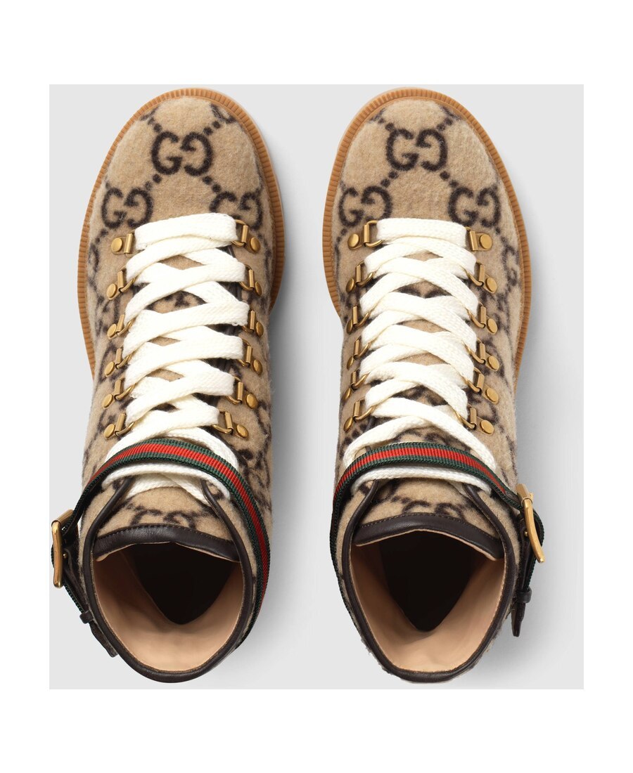 Gucci Gg Wool Ankle Boot In Brown