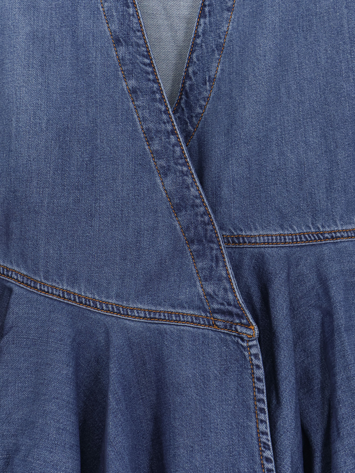 Alaïa Deep Stone Denim Wrap Dress Clothing In Blue
