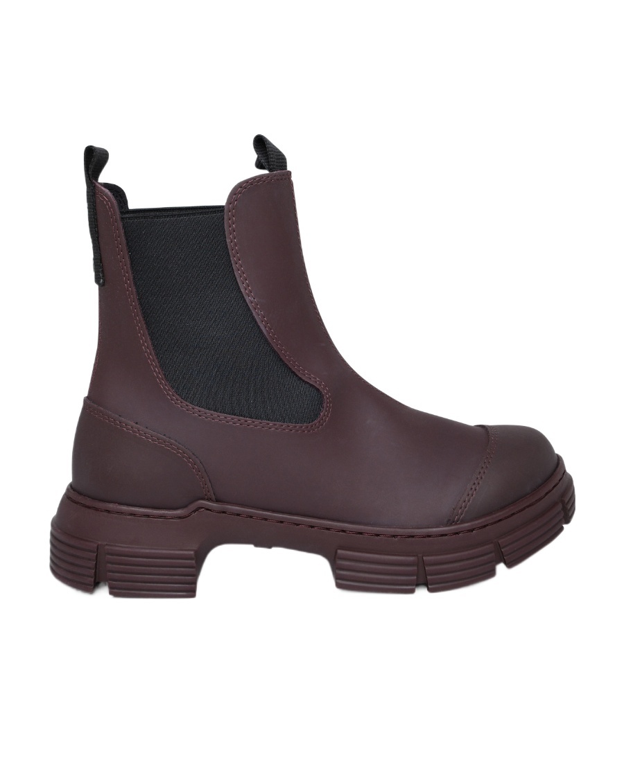 Ganni Recycled Rubber Heeled City Boot In Black