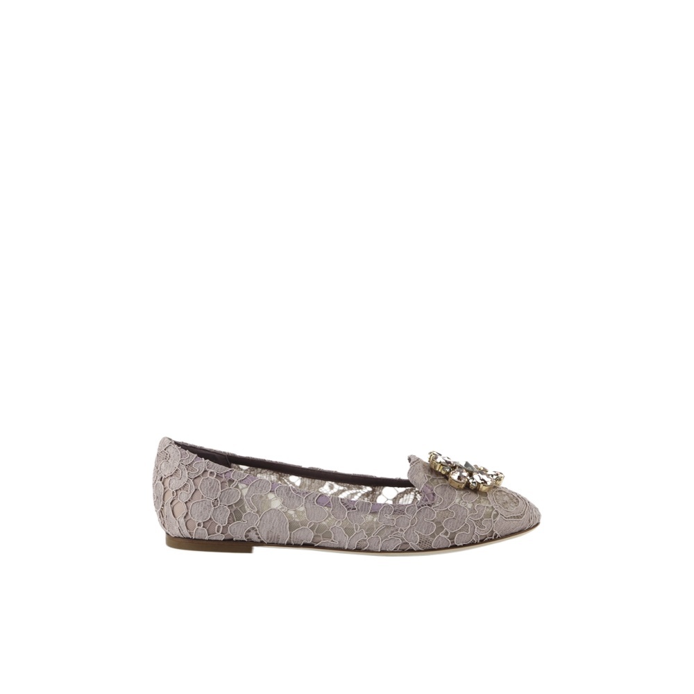 Dolce & Gabbana Vally Taormina Lace Ballerina Shoes In Gray