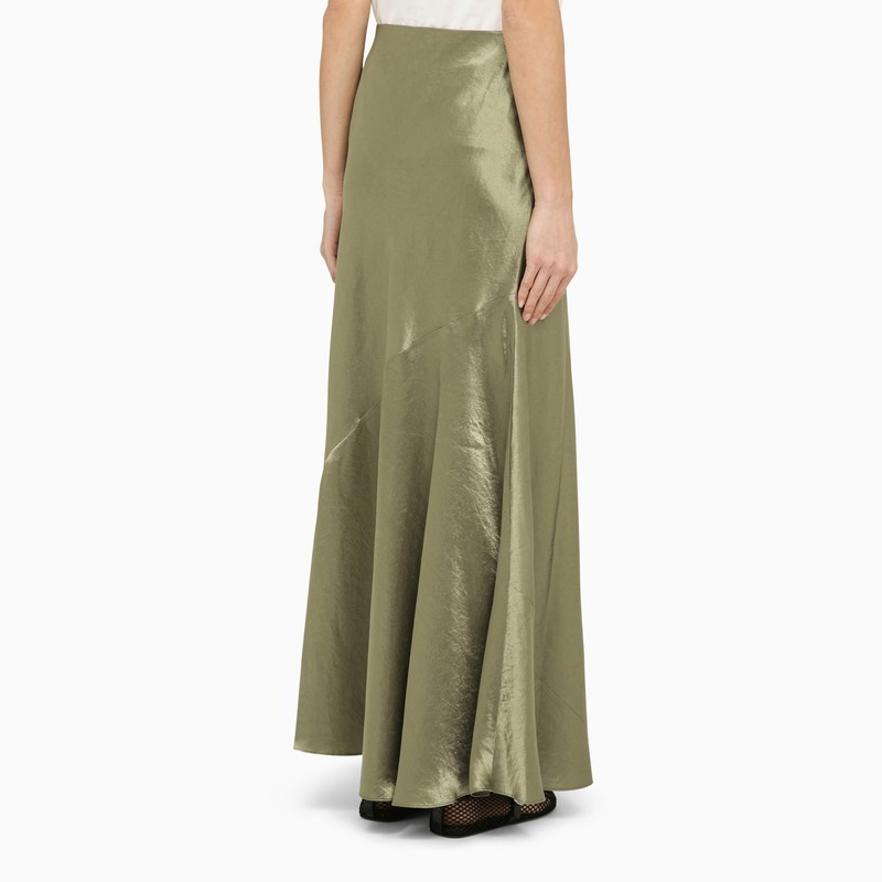 Shop Vince Crinkled-finish Satin Maxi Skirt In Gray