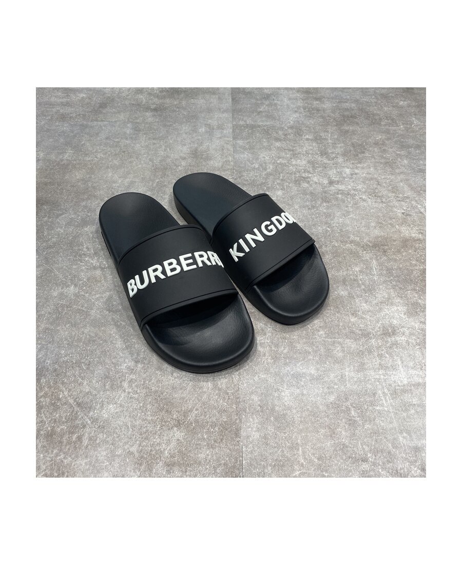 Shop Burberry Kingdom Print Slides In Gray