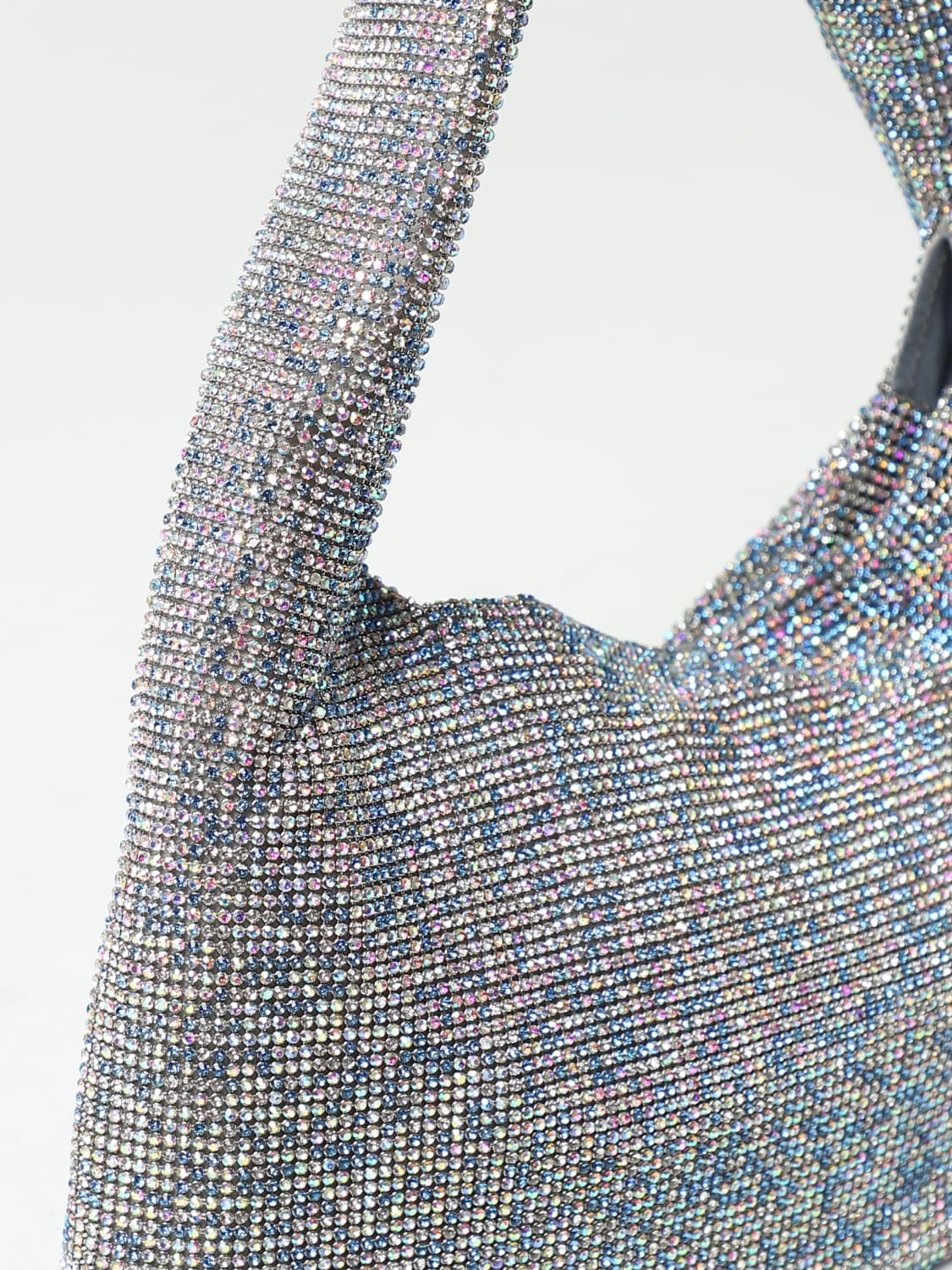 Kara Crystal Mesh Armpit Mini Bag In Gray