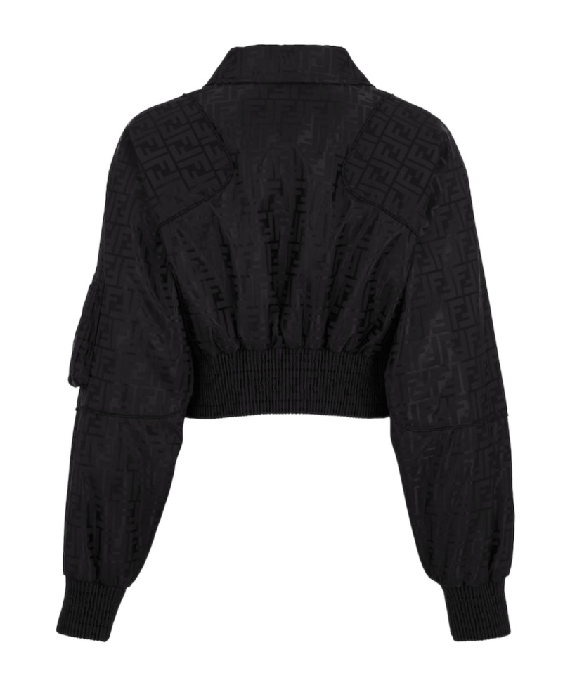 Fendi Ff-jacquard Padded Cropped Jacket In Black