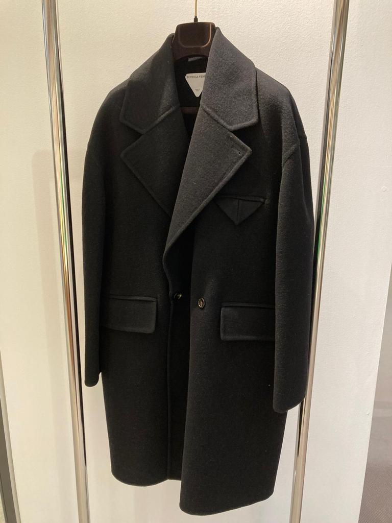 Bottega Veneta Lapel Collar Cashmere Coat In Black