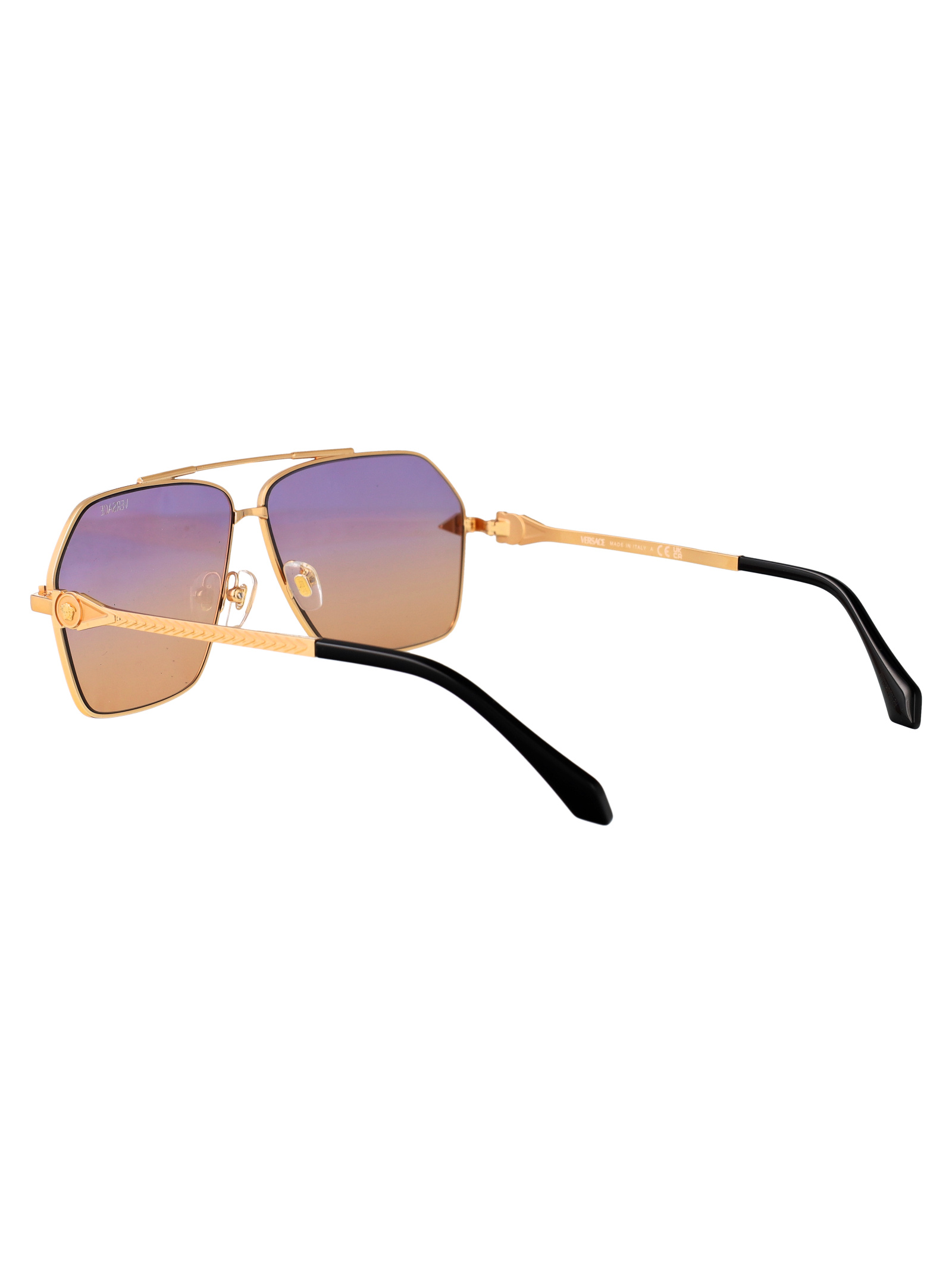 Versace Geometric-frame Sunglasses In Gold