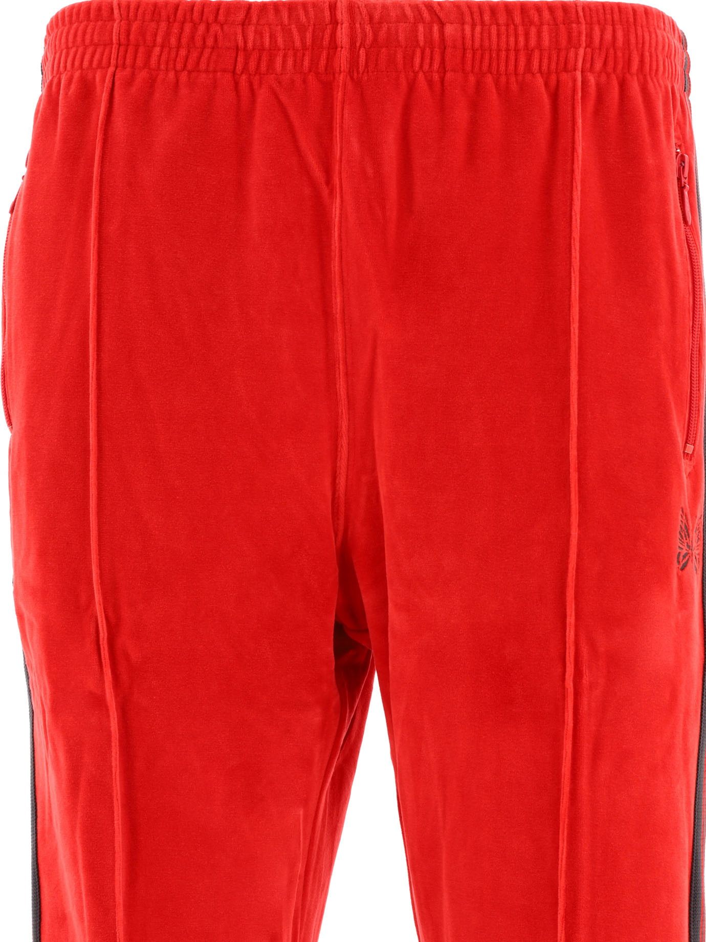 Needles Ribbed Texture Track Trousers With Side Stripes In Red