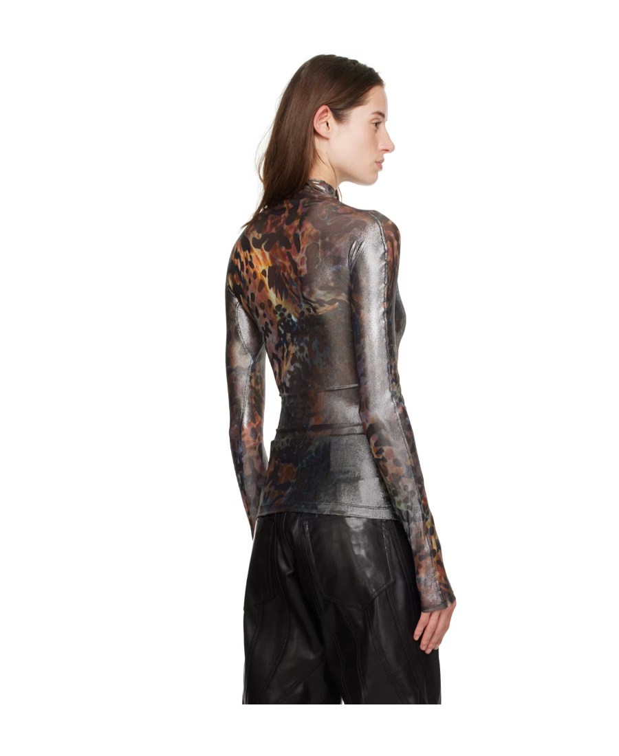 Shop Mugler Pattern Printed Long-sleeved T-shirt In Black