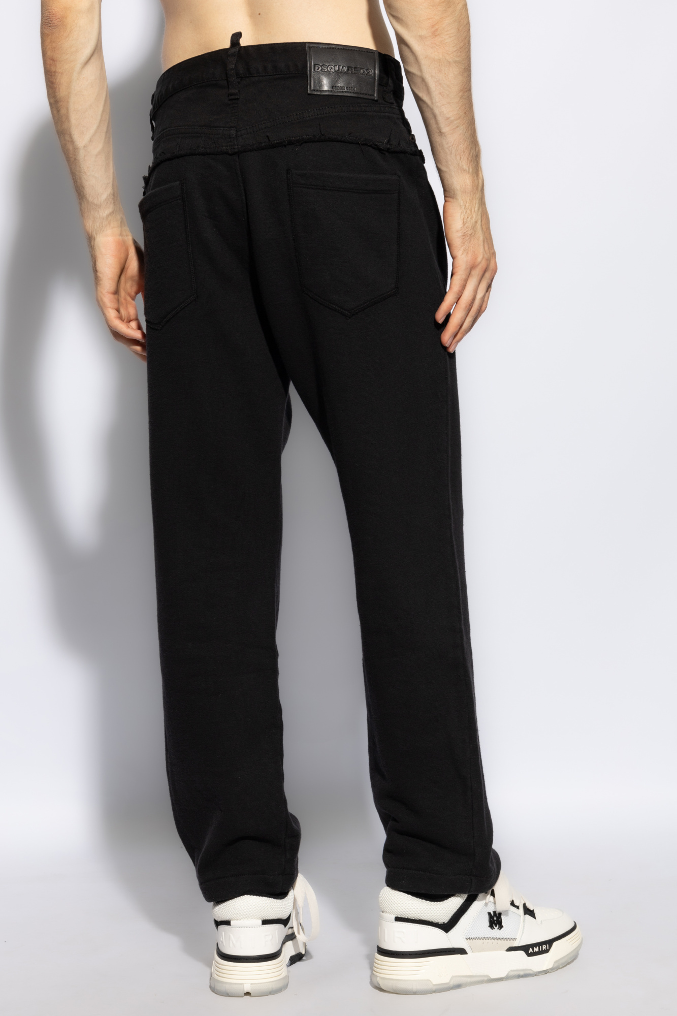 Dsquared2 Denim-panel Cotton Track Pants In Black