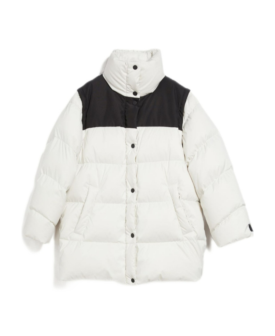 Weekend Max Mara Down Jacket With Logo Collar In White