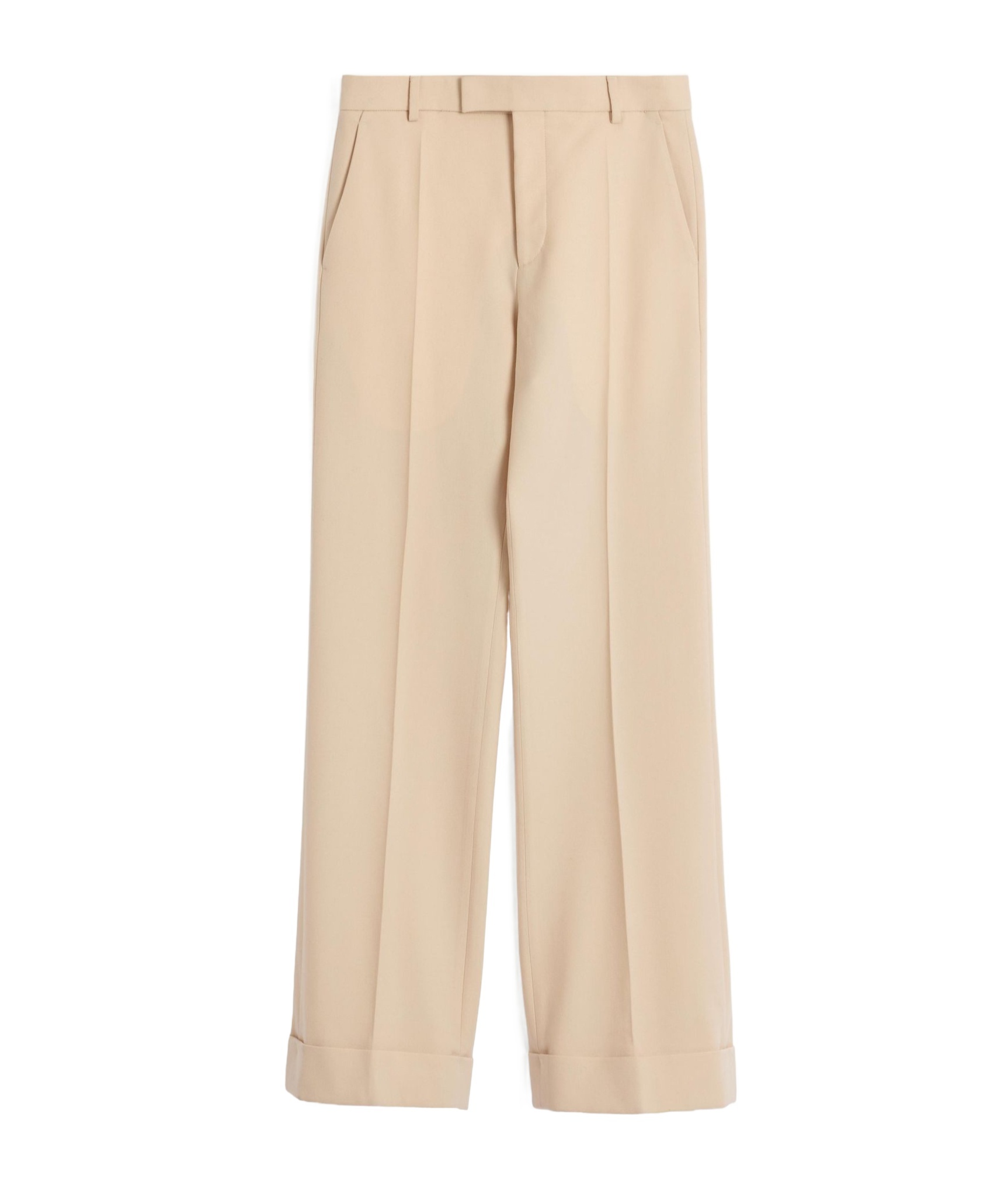 Valentino Wool Gabardine Trousers With Turn-ups In Nude