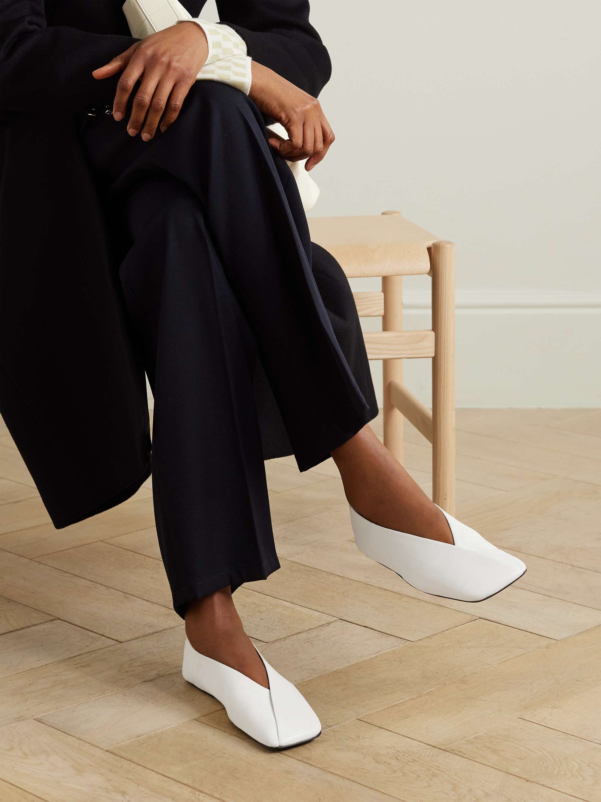 Jil Sander Flat Ballet Shoes In White