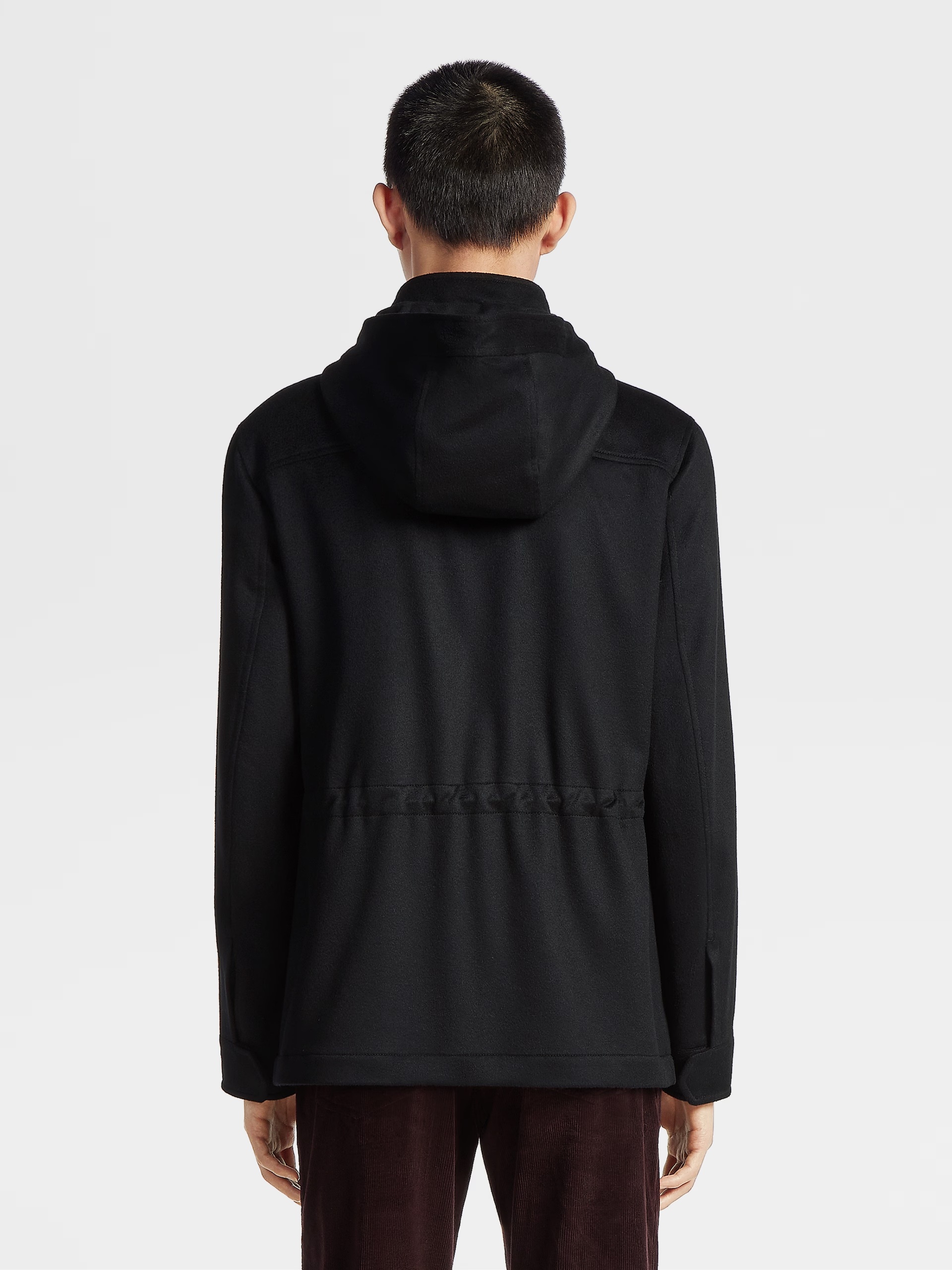 Zegna Oasi Elements Cima Drawstring Over Jacket In Black