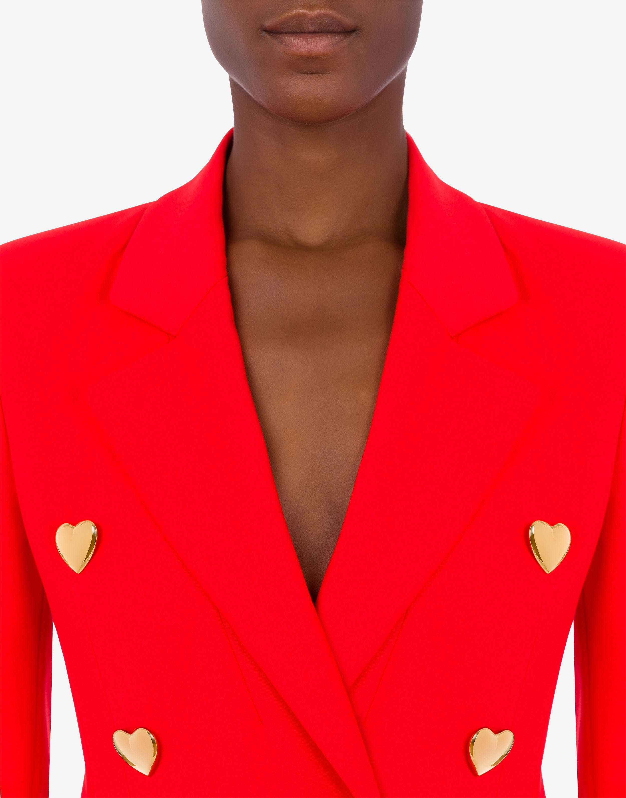 Moschino Heart-button Double-breasted Blazer In Red