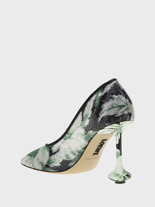 Loewe Mesh Toy Pumps With Embellished Floral Pattern