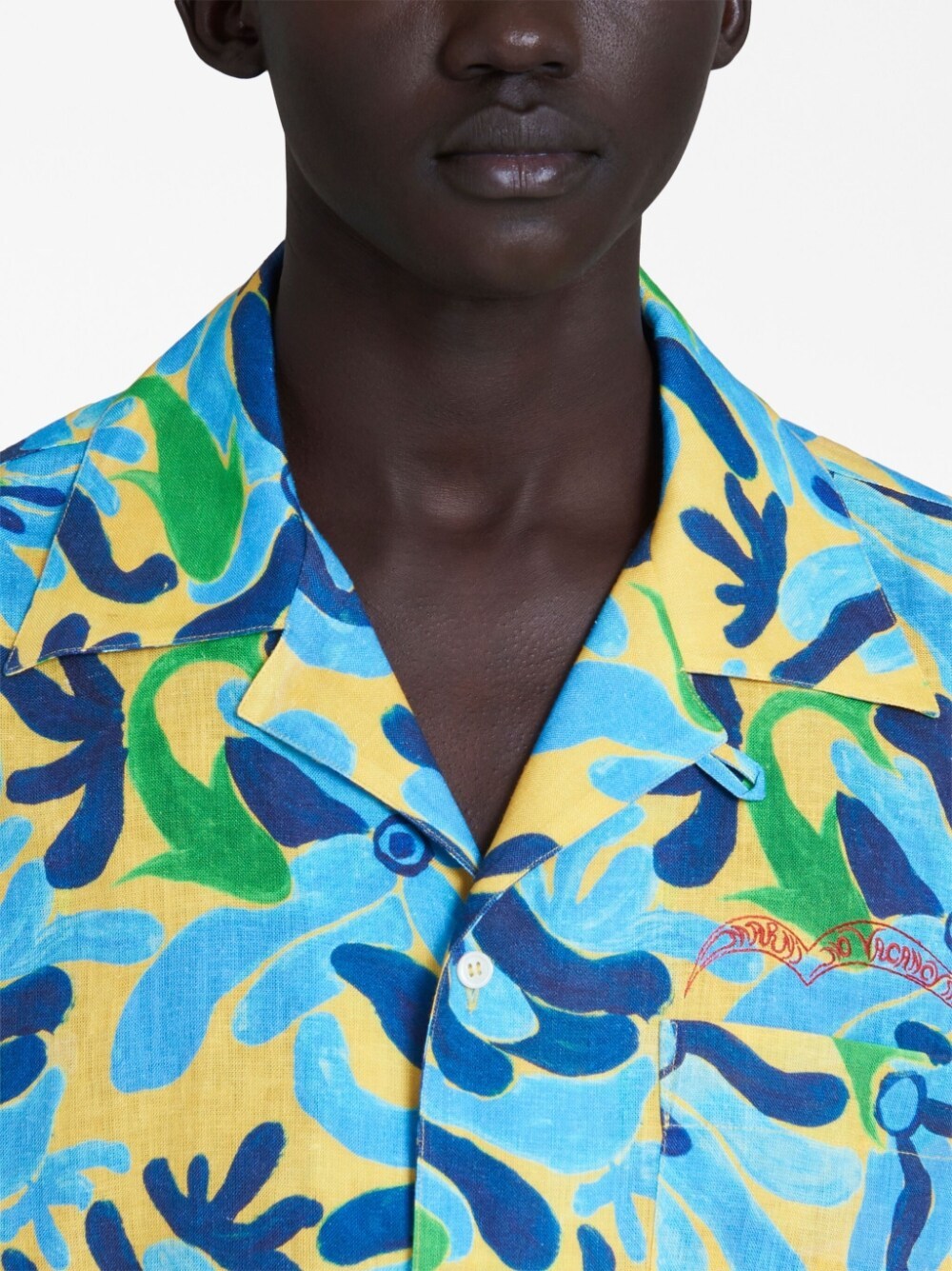 Marni X No Vacancy Inn Fish-print Linen-blend Shirt In Green