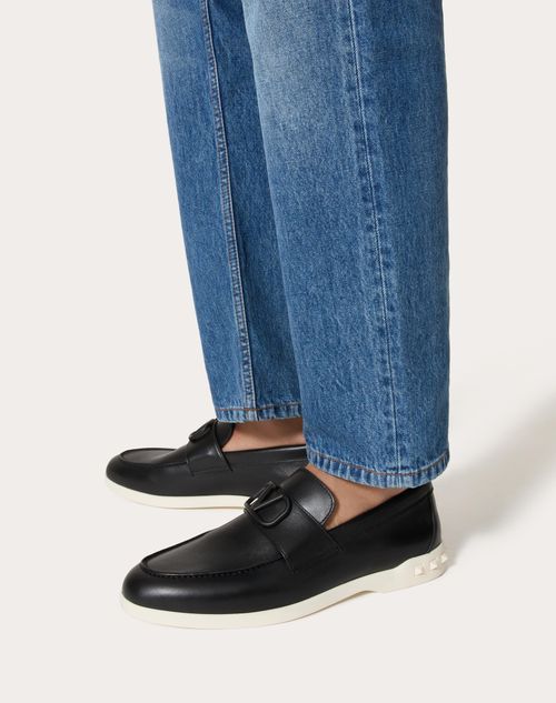 Valentino Garavani Vlogo Signature Slip-on Shoes With Rockstud Details In Black