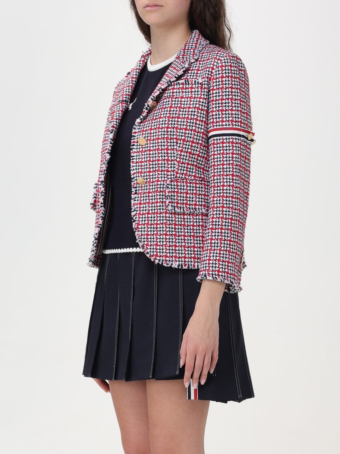 Thom Browne Check-pattern Tweed Jacket In Black