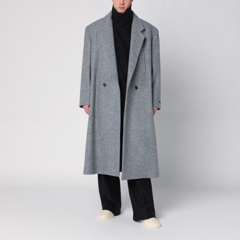 Fear Of God Grey Wool Double-breasted Coat In Gray