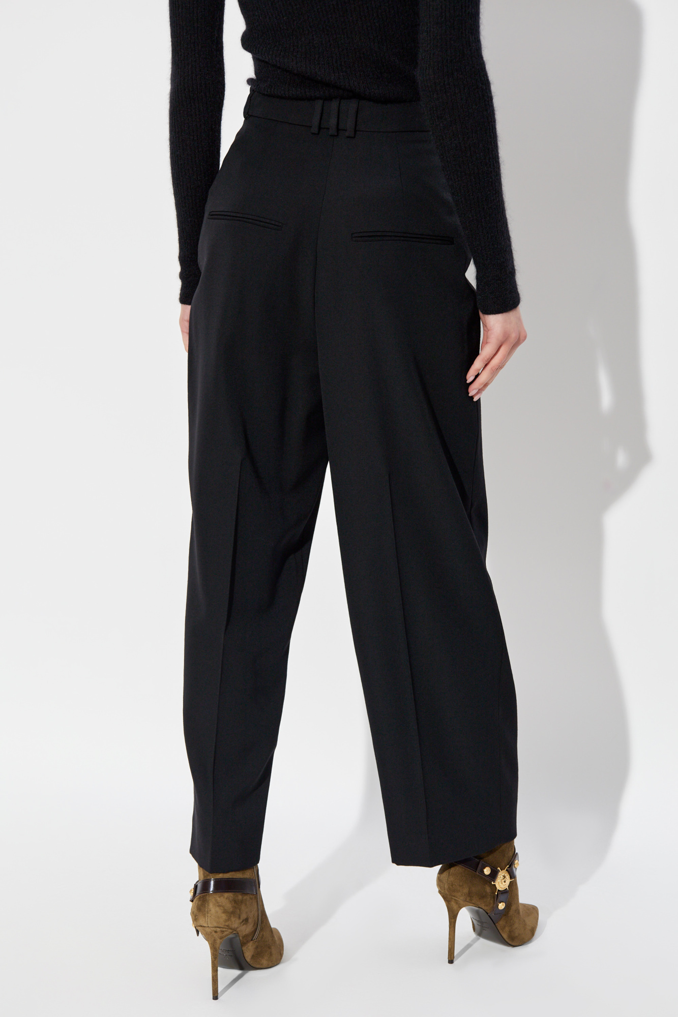 BALMAIN PLEATED GRAIN DE POUDRE TROUSERS