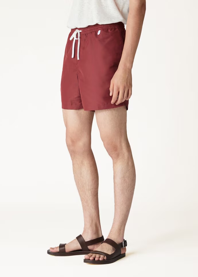 Loro Piana Drawcord Waist Beach Shorts In Embossed Red