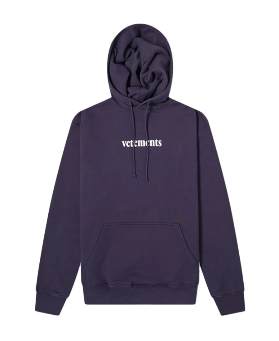 Vetements Navy Blue Ogo Logo Hoodie In Black