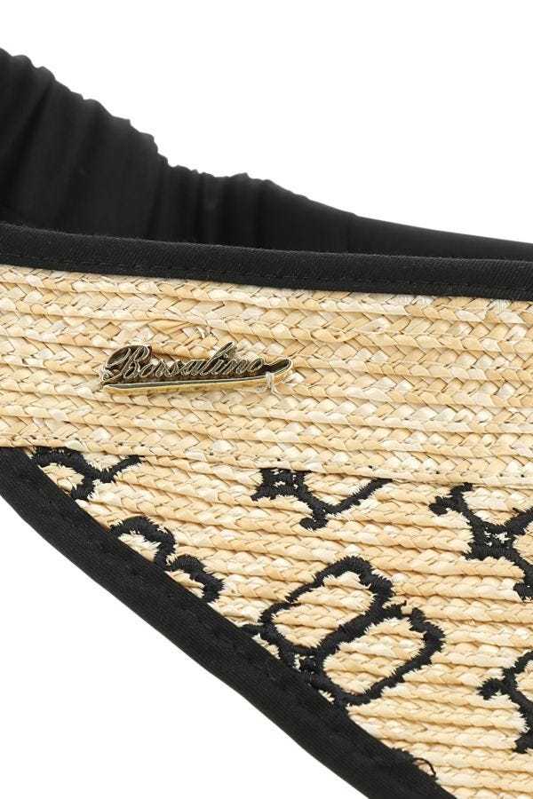 Borsalino Monogram Woven Visor Cap In Nude