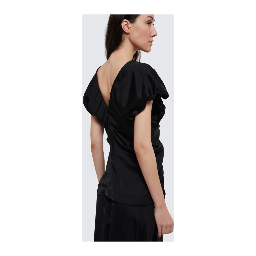 Jil Sander V-neck Short-sleeved Blouse In Black