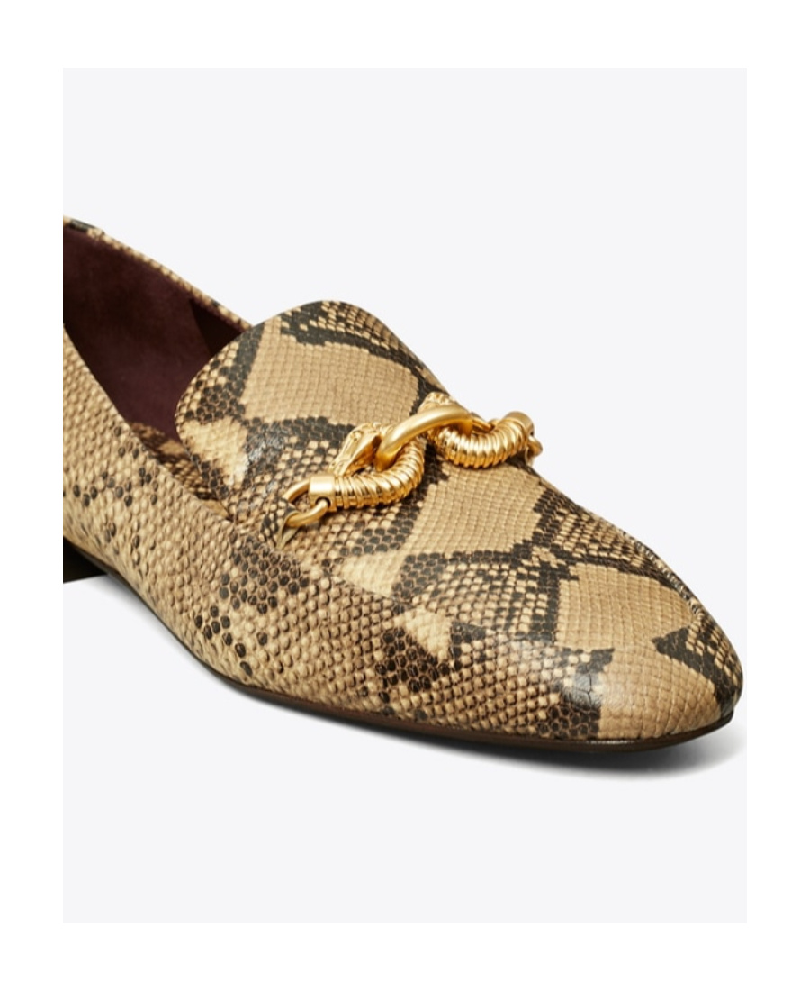 Tory Burch Jessa Snakeskin Leather Loafers In Nude
