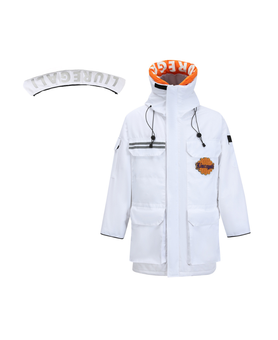 Liuregali 3m Reflective Velcro Can Replace Collar And Hat Down Jacket In White