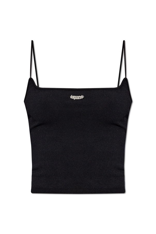 Dsquared2 Logo Plaque Knitted Cropped Top In Black