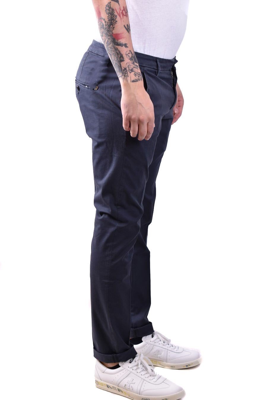 Dondup Tailored Trousers With Cuffed Hem And Pockets In Black