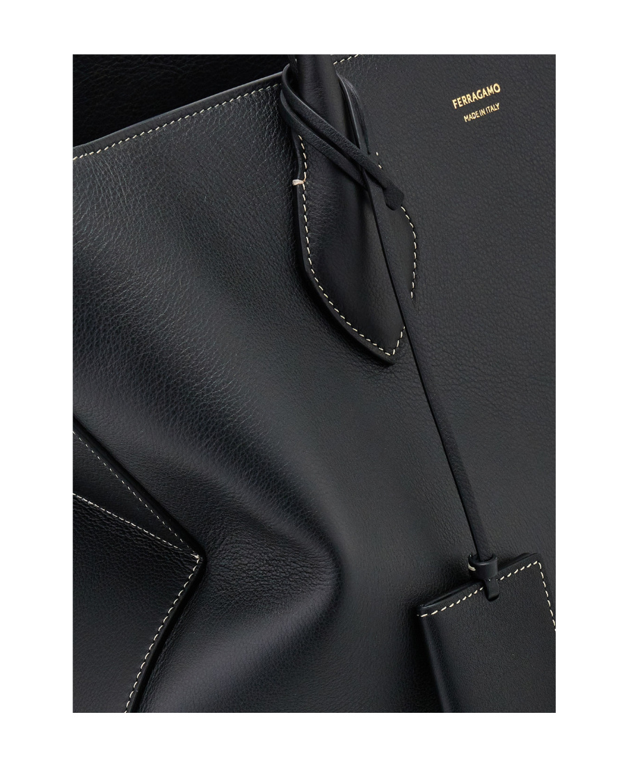 Shop Ferragamo Top Handle Shoulder Bag In Black