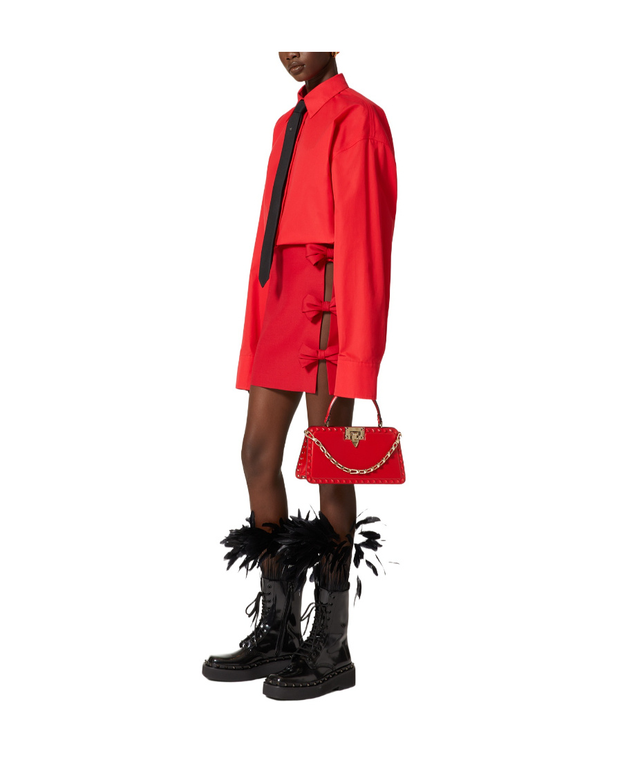Valentino Crepe Couture Bow-detail Miniskirt In Red