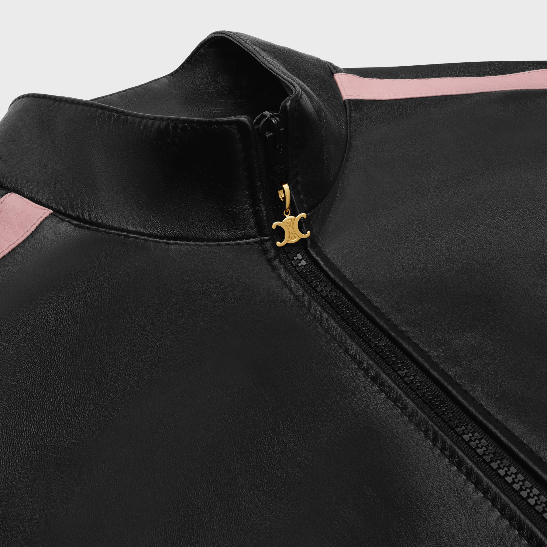 Celine Long-sleeved Leather Jacket In Black