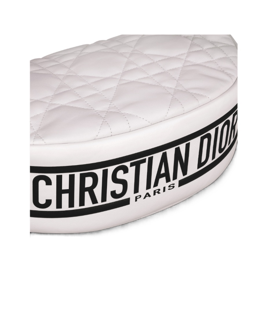 Dior Vibe Hobo Medium Sheep Leather Rattan Pattern Shoulder Bag In White